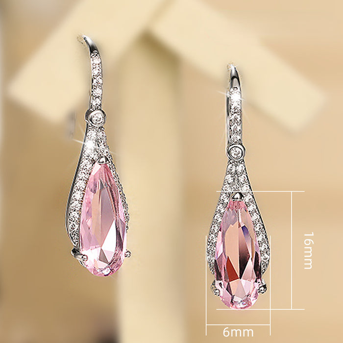 Pendientes al por mayor Copper Zircon Pink Diamond Drop Forme Moq≥2 JDC-PremCaos-ES-010