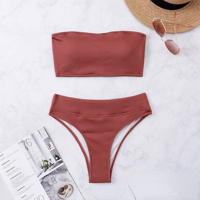Color sólido al por mayor Sexy Polyester Bikini Swimwear jdc-sw-zhiheng003