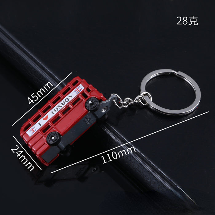 Wholesale Keychain Zinc Alloy Red Bus Phone Booth MOQ≥2 JDC-KC-AShang002