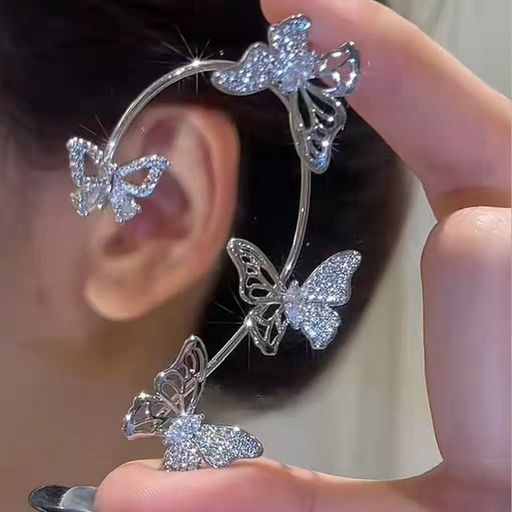 Jewelry WholesaleWholesale Copper Silver Hollow Butterfly Ear Cuff Earrings JDC-ES-GM002 Earrings 冈麦 %variant_option1% %variant_option2% %variant_option3%  Factory Price JoyasDeChina Joyas De China