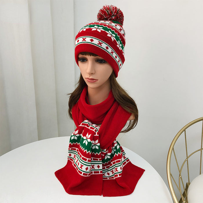 Wholesale Hat Acrylic Christmas Children's Drop Ball Flanging Scarf Set MOQ≥2 JDC-FH-Linjia001