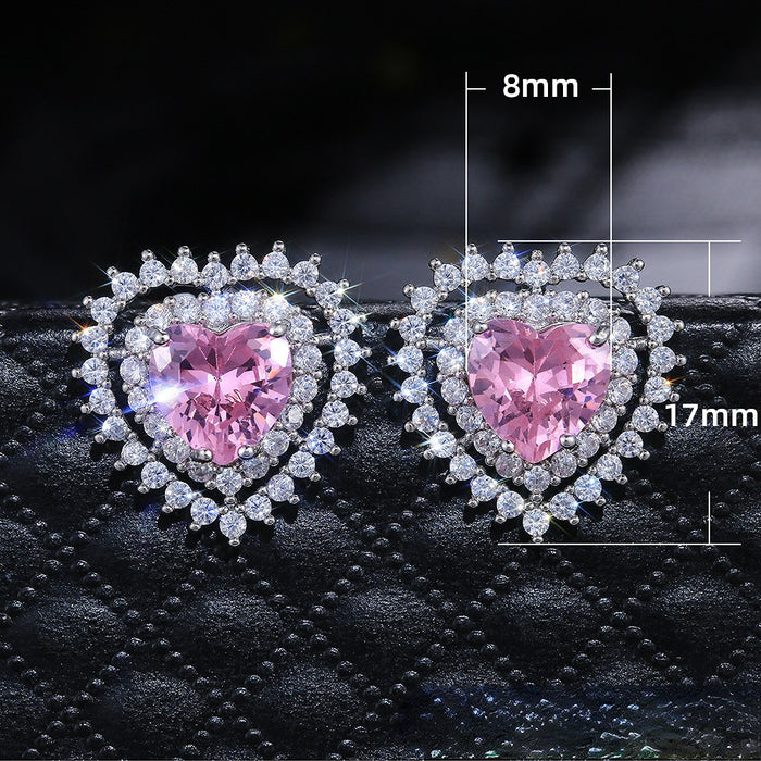 Wholesale Zircon Heart Shaped Copper Earrings MOQ≥2 JDC-ES-Caos021