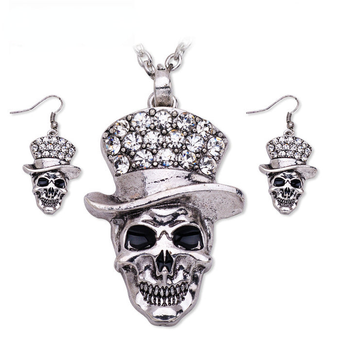 Wholesale Necklace Alloy Halloween Skull Necklace Earrings Jewelry Set MOQ≥3 JDC-NE-CAIYU004