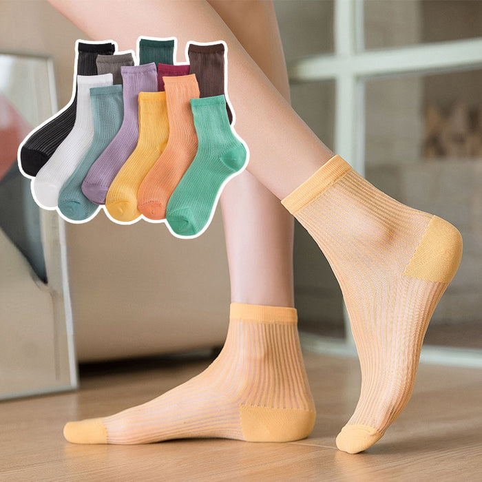 Wholesale spring and summer ladies glass stockings thin transparent candy color JDC-SK-MZhe001