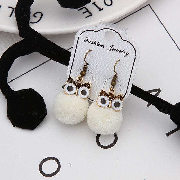 Jewelry WholesaleWholesale Plush Owl Hairball Earrings JDC-ES-GSMDD023 Earrings 萌豆豆 %variant_option1% %variant_option2% %variant_option3%  Factory Price JoyasDeChina Joyas De China