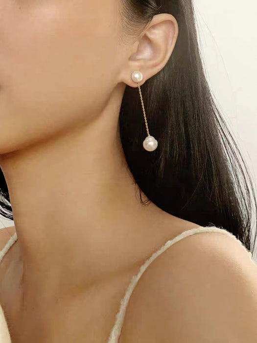 Custom-made irregular baroque pearl gold-plated earrings JDC-010