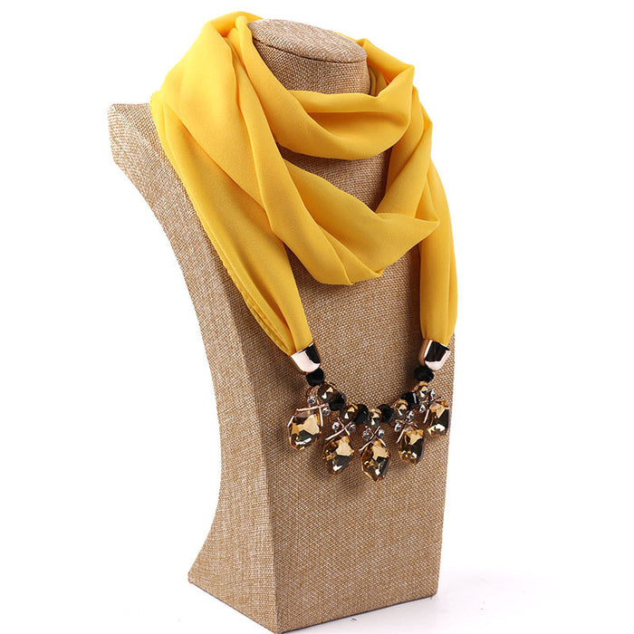 Wholesale Pearl Chiffon Alloy Necklace Scarf JDC-SF-ZNF001