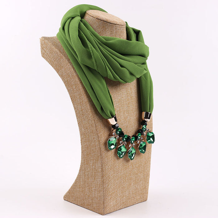 Wholesale Pearl Chiffon Alloy Necklace Scarf JDC-SF-ZNF001