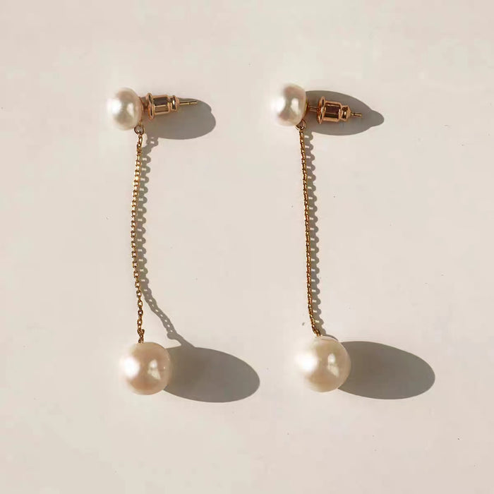 Custom-made irregular baroque pearl gold-plated earrings JDC-010