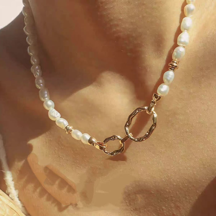 Cierre de bloqueo barroco irregular hecho a medida con collar de perlas vintage de diamantes JDC-YZ01