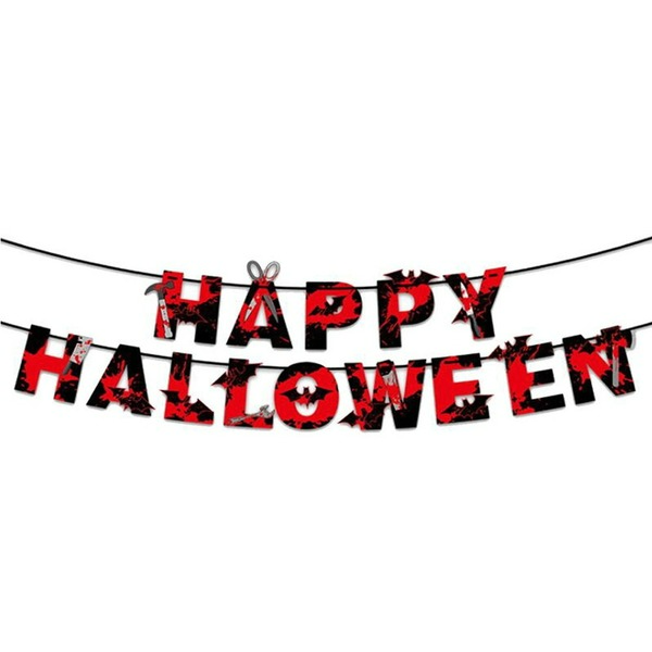 Wholesale Halloween New Bat Party Paper Pull Flag MOQ≥2 JDC-OS-HPai004
