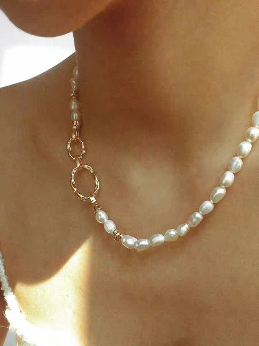 Cierre de bloqueo barroco irregular hecho a medida con collar de perlas vintage de diamantes JDC-YZ01