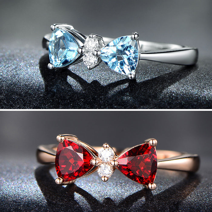 Wholesale Rings Copper Colored Zircon Bow Adjustable JDC-RS-KLQ005