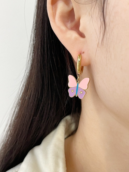 Wholesale Butterfly Oil Drop Earrings Small and Delicate JDC-ES-Lingh003