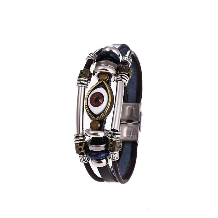 Wholesale Leather Bracelet Vintage Jewelry Blue Eye Jewelry JDC-BT-YonY006
