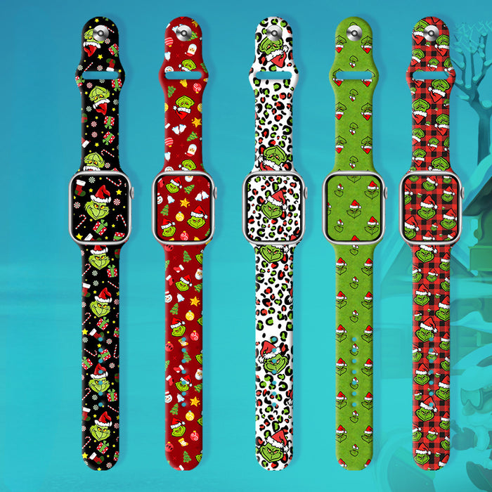 Wholesale Cartoon Christmas Silicone Strap Suitable for Apple Watch Strap JDC-WD-NuoQi004