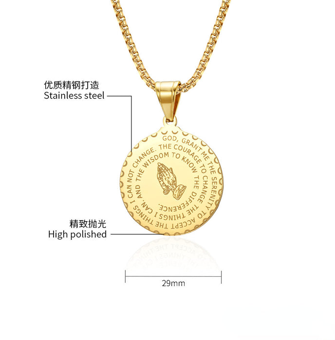 Collar de medalla de manos de acero inoxidable al por mayor MOQ≥2 JDC-Ne-PremqianF001