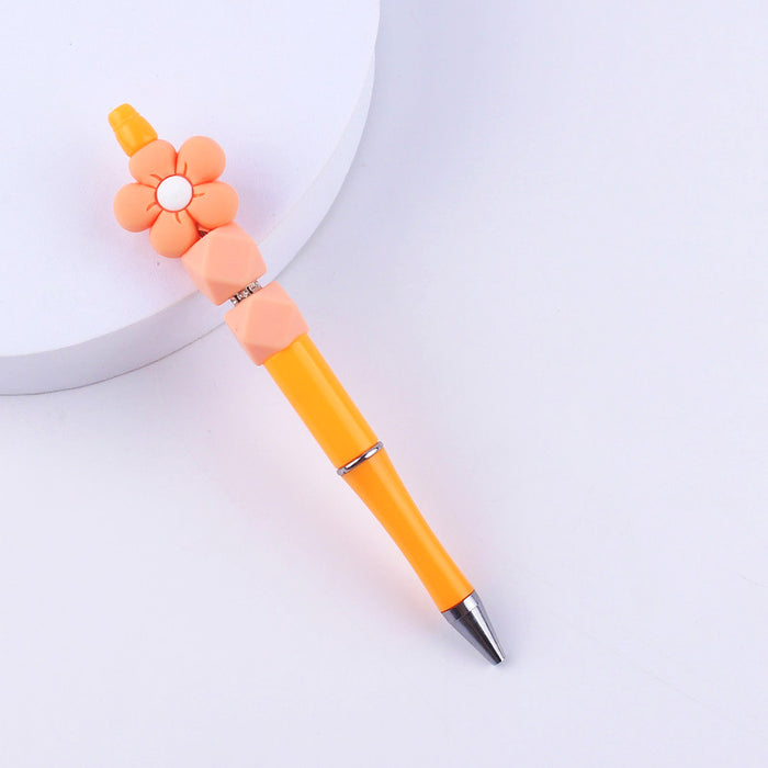 Wholesale Beadable Pens Handmade Flower Silicone Beaded Ballpoint Pen JDC-BP-GuangTian004