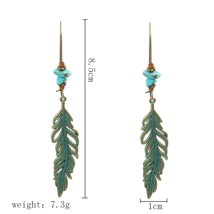 Wholesale Earrings Alloy Retro Long Leaves JDC-ES-Yuhong004