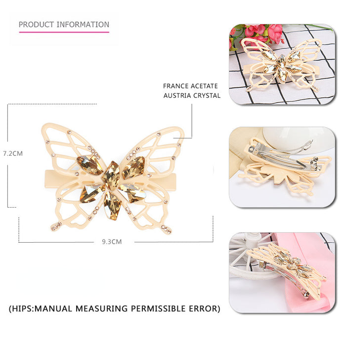 Wholesale Hair Clips Acetate Sheet Hollow Butterfly High-grade Austrian Diamond MOQ≥2 JDC-HC-jinhe002