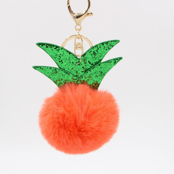 Wholesale Small Pineapple Cartoon Plush Pendant Hair Ball Keychain JDC-KC-Zuge069