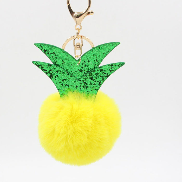 Wholesale Small Pineapple Cartoon Plush Pendant Hair Ball Keychain JDC-KC-Zuge061