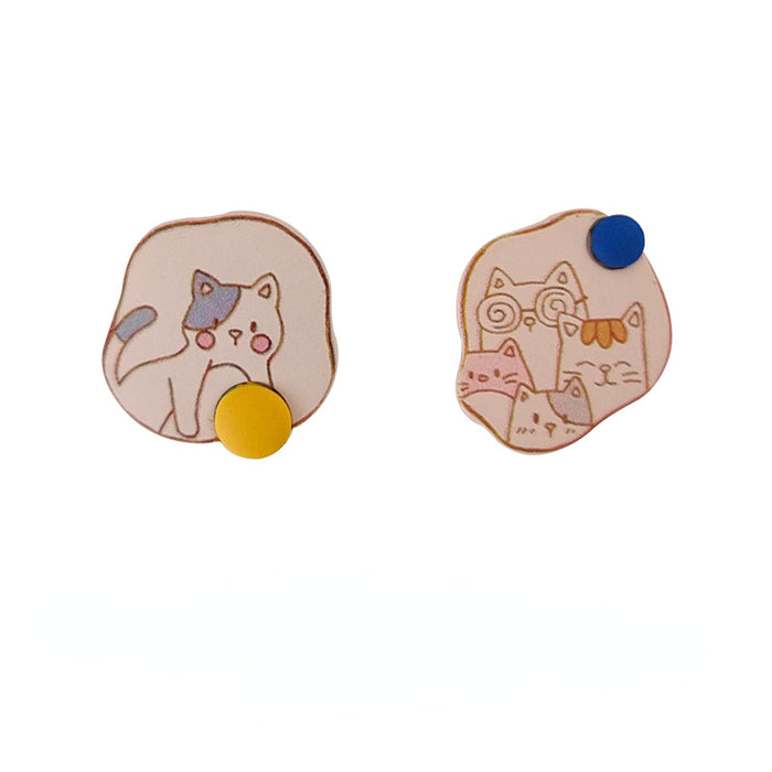 Wholesale Earring Alloy Cute Cat Stud Earrings JDC-ES-BLD017
