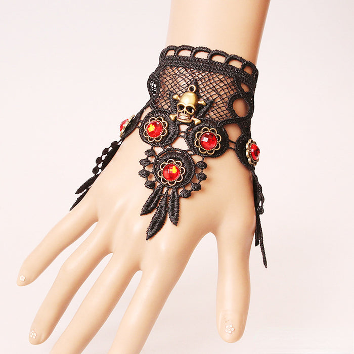 Wholesale Bracelet Lace Crystal Halloween Skull Crystal Jewelry MOQ≥2 JDC-BT-FengY003
