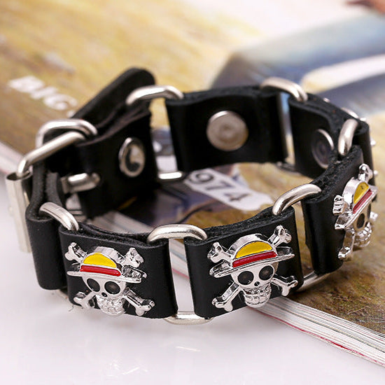 Wholesale Bracelet Leather Pirate Skull Men's Bracelet JDC-BT-ShuoQ009