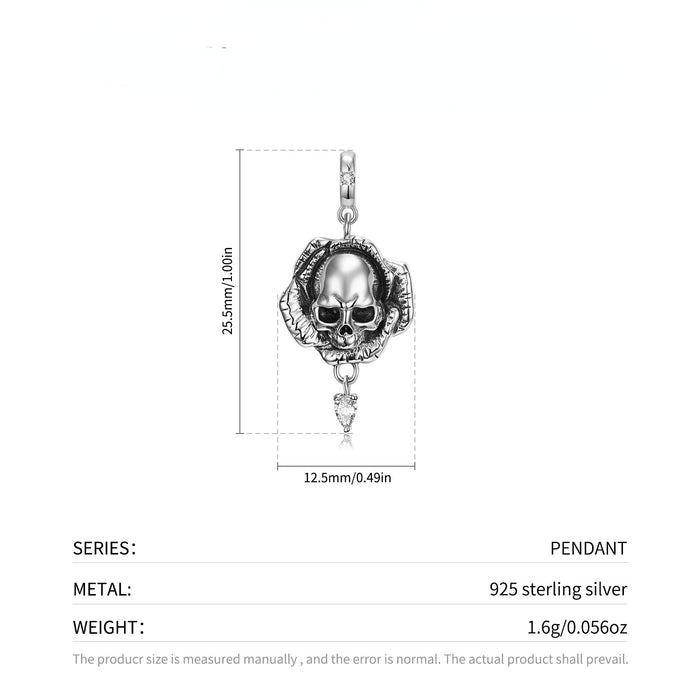 Wholesale Necklace Silver Skull Flower Pendant JDC-NE-MAG002