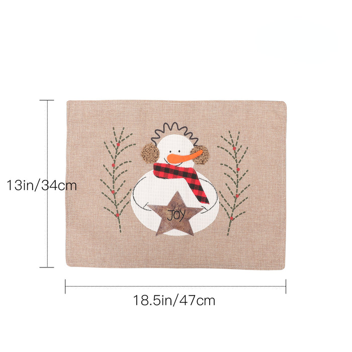 Decorativo al por mayor decorativo navideño de arpillera de arpillera de nieve Corredores de la mesa Silla Portada MOQ≥2 JDC-DCN-QIAOC009