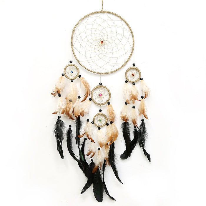 Wholesale Multi-ring Dream Catcher Ornament Home Wall Hanging Feather Ornament MOQ≥2 JDC-DC-OChi010