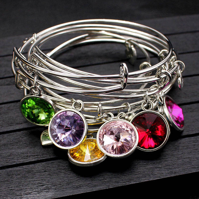 Wholesale Twelve Color Life Stone Wire Ring Push Pull Bracelet Bracelet JDC-BT-LvY004