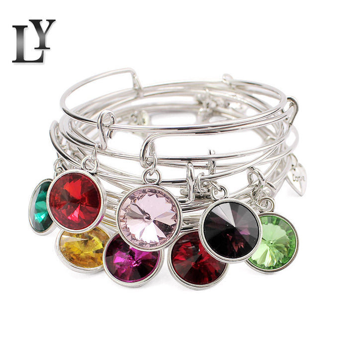 Wholesale Twelve Color Life Stone Wire Ring Push Pull Bracelet Bracelet JDC-BT-LvY004