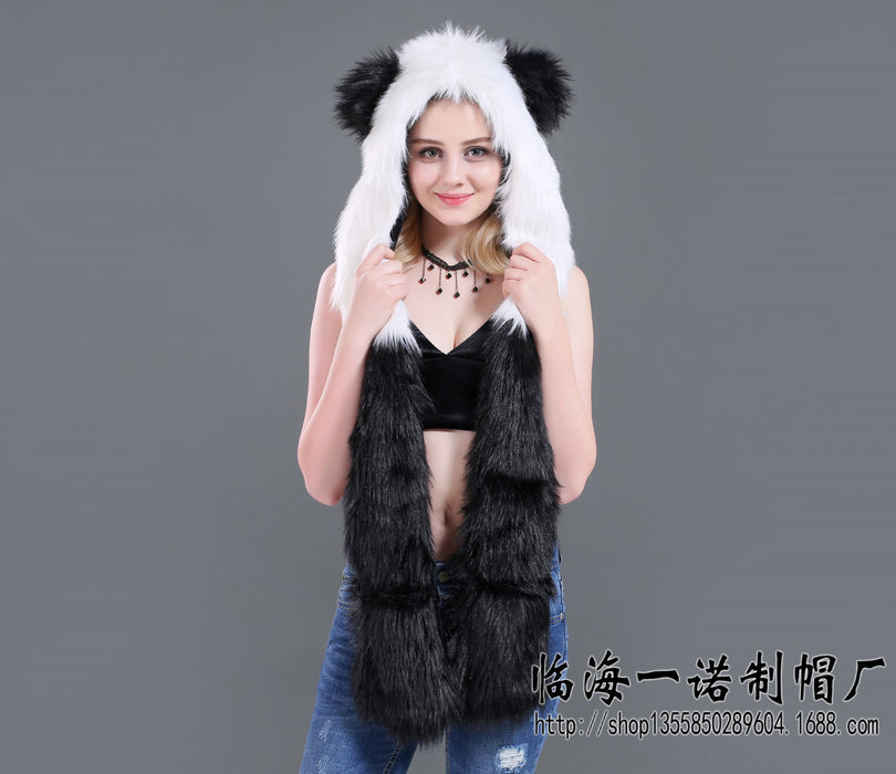 Wholesale Hat Acrylic Faux Fur Hat Cartoon Animal Scarf Gloves All in One MOQ≥2 JDC-FH-LHYN001