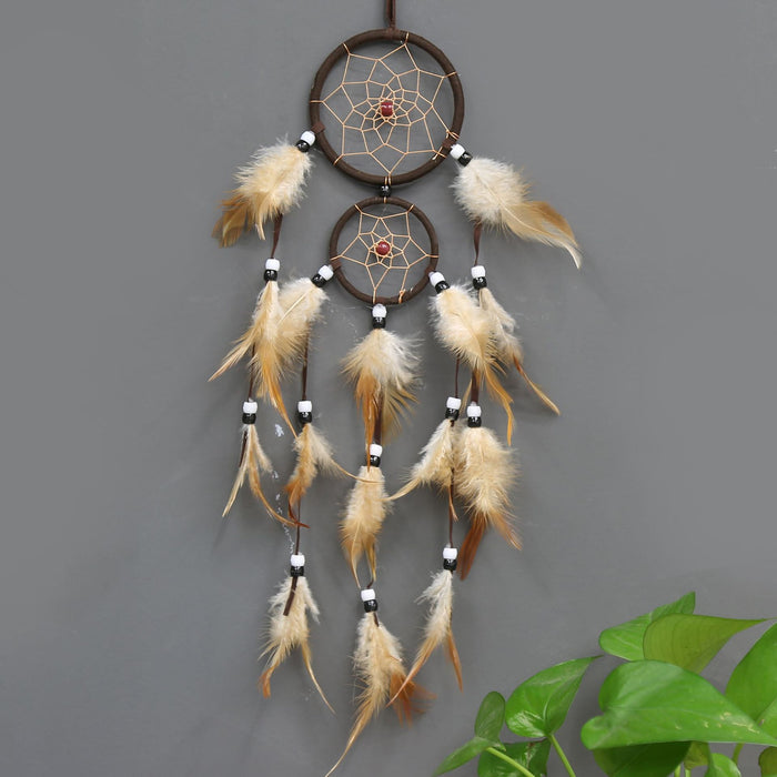Wholesale Indian Dream Catcher Ornament Double Ring Home Wind Chime MOQ≥2 JDC-DC-OChi004