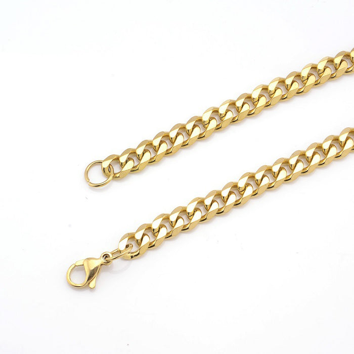 Wholesale Necklaces Stainless Steel Six Sides Grinding Chain Cuban Chain Hip Hop JDC-NE-YueS003