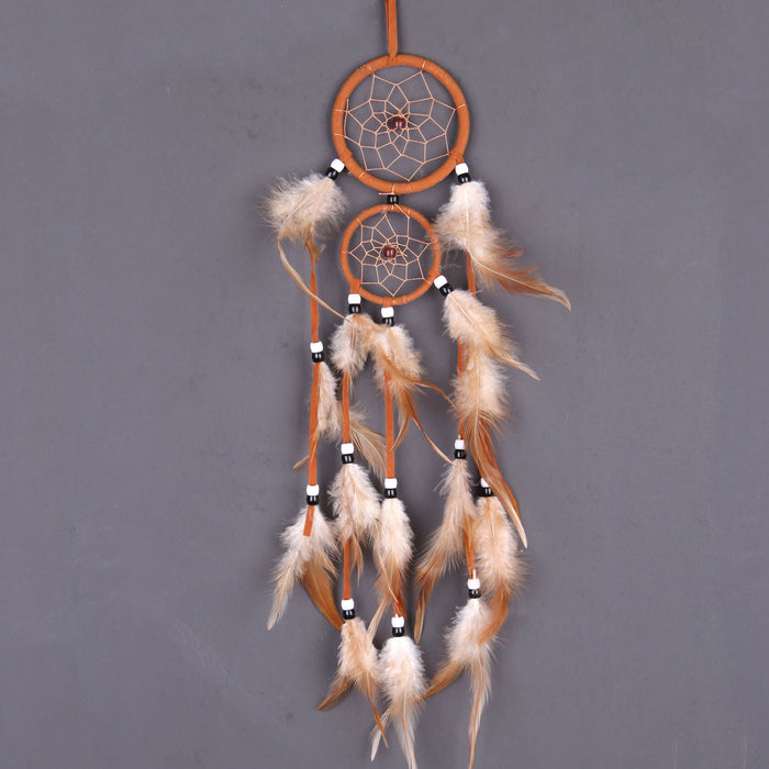 Wholesale Indian Dream Catcher Ornament Double Ring Home Wind Chime MOQ≥2 JDC-DC-OChi004