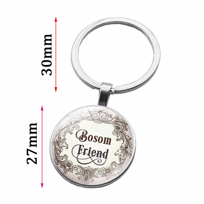 Wholesale Keychains Alloy Glass Sheet Best Friends Friendship English Alphabet JDC-KC-HengX016