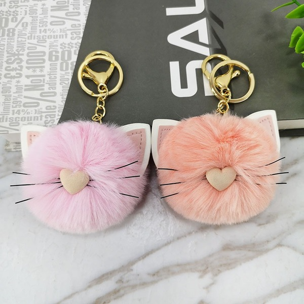 Jewelry WholesaleWholesale rex rabbit fur cat keychain MOQ≥10 JDC-KC-YZ012 Keychains 永泽 %variant_option1% %variant_option2% %variant_option3%  Factory Price JoyasDeChina Joyas De China