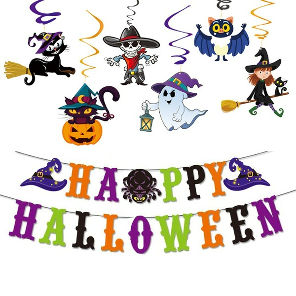 Wholesale Halloween New Alphabet Party Paper Pull Flags MOQ≥2 JDC-OS-HPai002