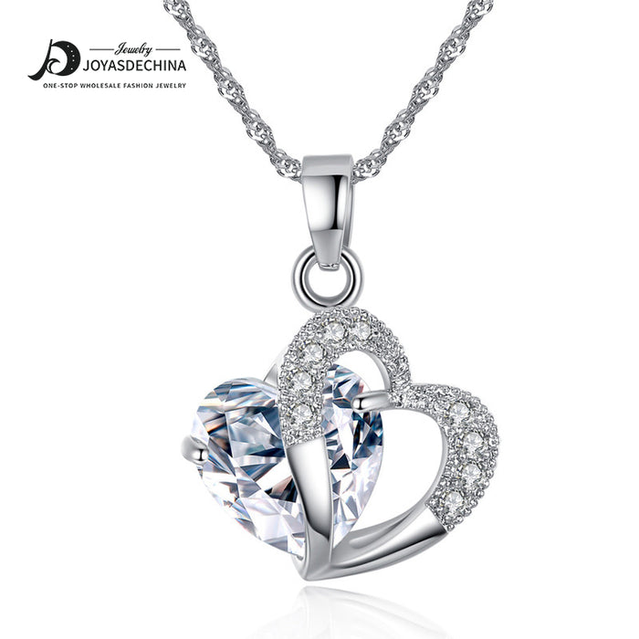 Wholesale Necklaces Copper Inlaid Zircon Heart Design Sense Temperament JDC-NE-BeiF006
