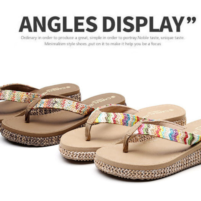 Wholesale medium heel flip flops seaside thick bottom non-slip beach shoes JDC-SP-JieZ001