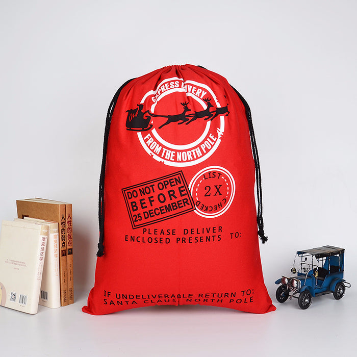 Wholesale Gift Bag Postmark Christmas Canvas Bag Red Old Man Elk Christmas Bag MOQ≥5 JDC-GB-HaiK003