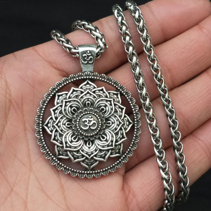 Wholesale Necklaces Zinc Alloy Indian Mythology Ancient Indian Mandala Flower Shape MOQ≥3 JDC-NE-HongG003