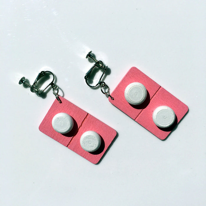 Wholesale Wooden Capsule Pill Earrings Ear Clips JDC-ES-Chouteng005