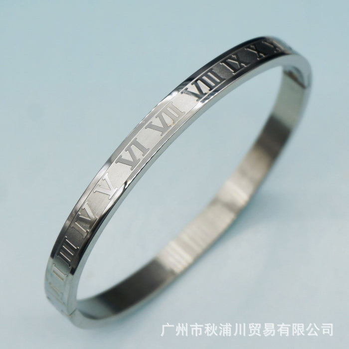 Wholesale Bracelet Titanium Steel Fade Simple Roman Numerals JDC-BT-Qiupu001
