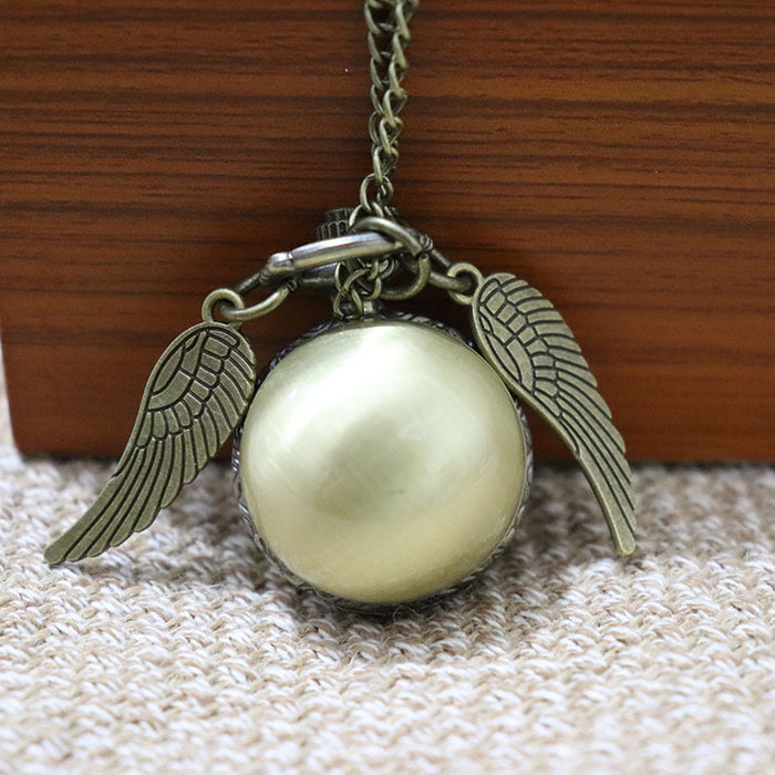 Wholesale Golden Snitch Wings Vintage Bronze Small Pocket Watch MOQ≥2 JDC-PWT-YiLin002