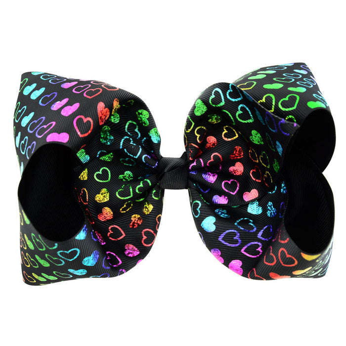 Wholesale Kids Headwear 8 Inch Printed Rib With Bow Hair Clip MOQ≥2 JDC-HC-YL079