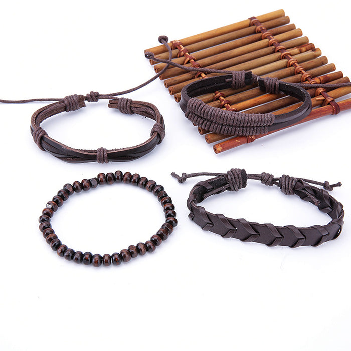 Wholesale Bracelet Leather Vintage Hemp Rope Braided Men's Bracelet MOQ≥2 JDC-BT-JiaX005